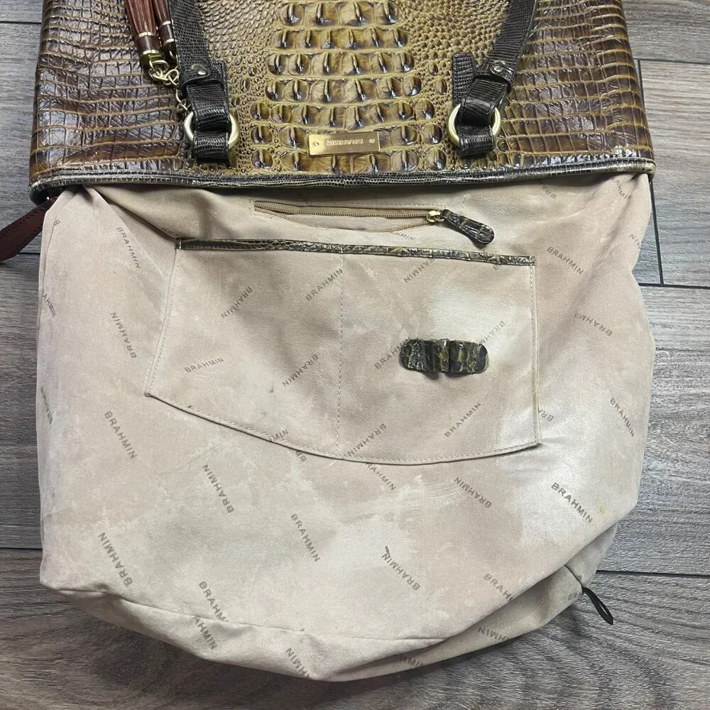Brahmin Gold Medium Asher Tote Croc-Embossed Leather 16